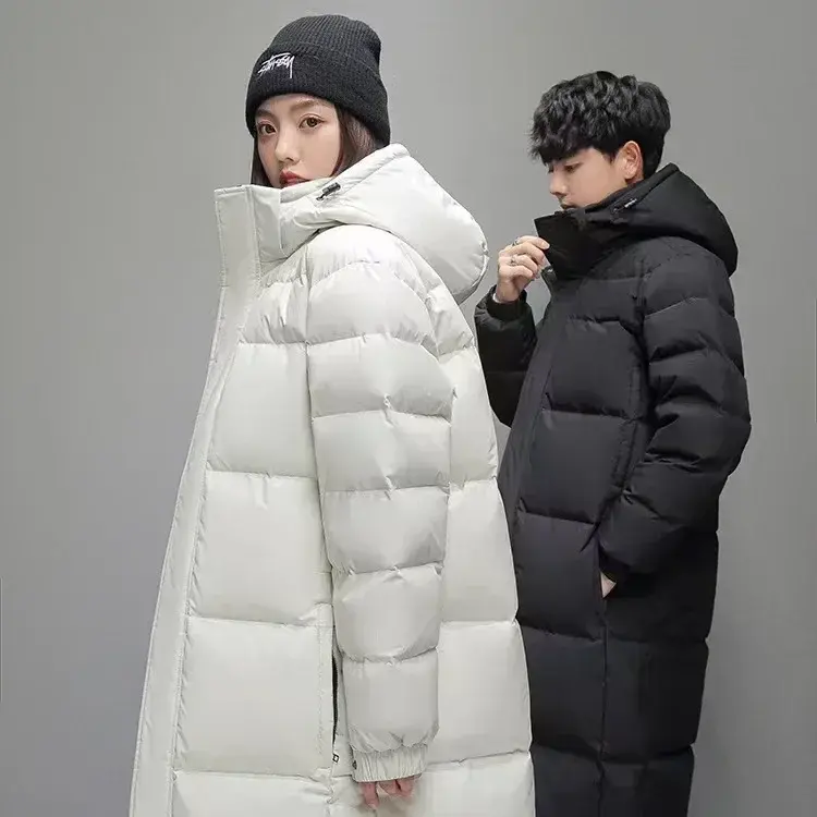 New Winter Men Long Puffer Jackets Hooded Duck Down Coats Unisex Casual Down Jackets Couples Outdoor Windproof Warm Jackets 3XL