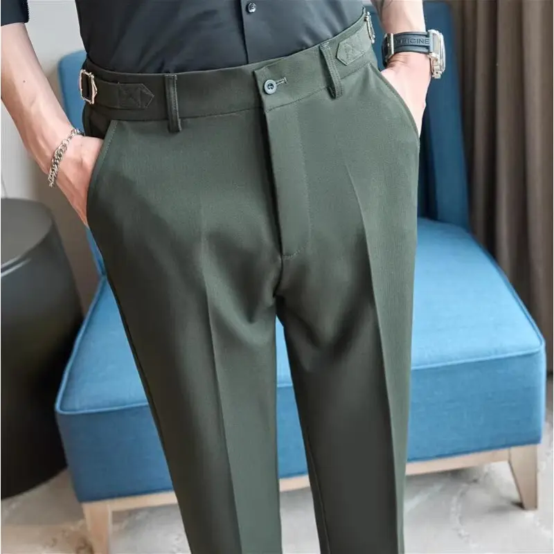 New Summer Men Thin Formal Wear Wedding Dress Trousers Male Boutique Slim Suits Pants High Quality Men Business Suit Pants 38