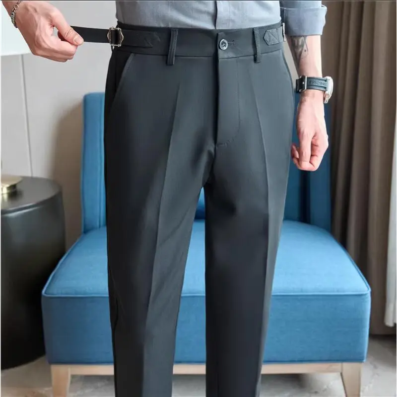 New Summer Men Thin Formal Wear Wedding Dress Trousers Male Boutique Slim Suits Pants High Quality Men Business Suit Pants 38
