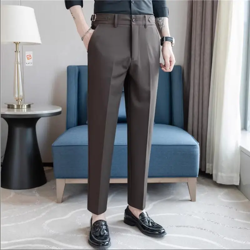 New Summer Men Thin Formal Wear Wedding Dress Trousers Male Boutique Slim Suits Pants High Quality Men Business Suit Pants 38
