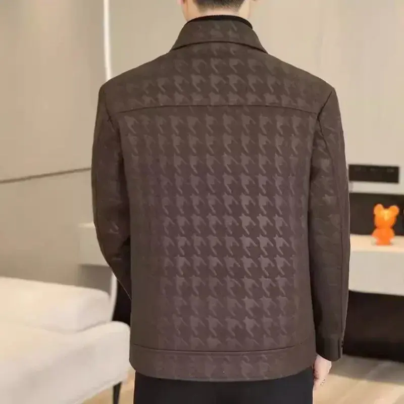 New Fashion Men Houndstooth Leather Jackets Male Spring Autumn Slim Casual Leather Coats Good Quality Man Leather Jackets 5XL