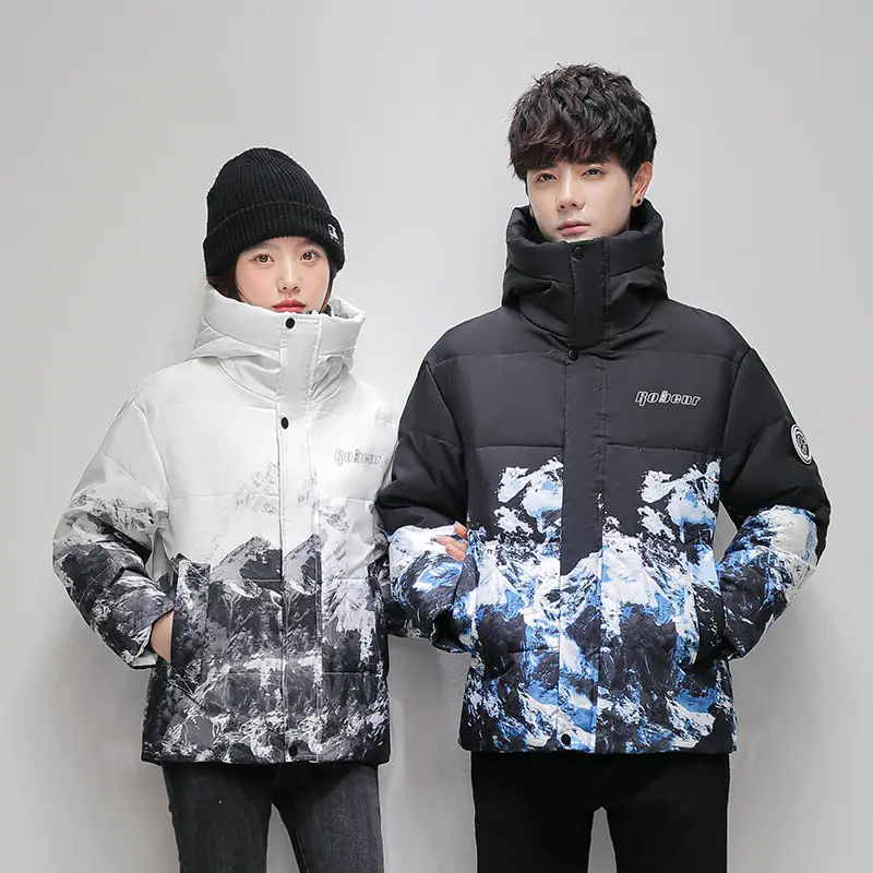 Winter New Fashion Unisex Couple Gradient Color Duck Down Coats Hooded Casual Down Jackets Quality Male Outdoor Winter Jackets 3