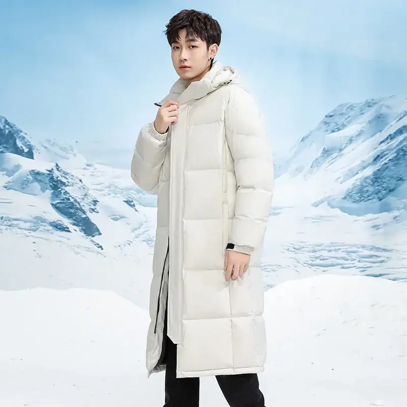 New Winter Men Long Duck Down Coats Man Hooded Thicker Warm Casual Puffer Jackets High Quality Man Long Winter Coats Clothing 4X