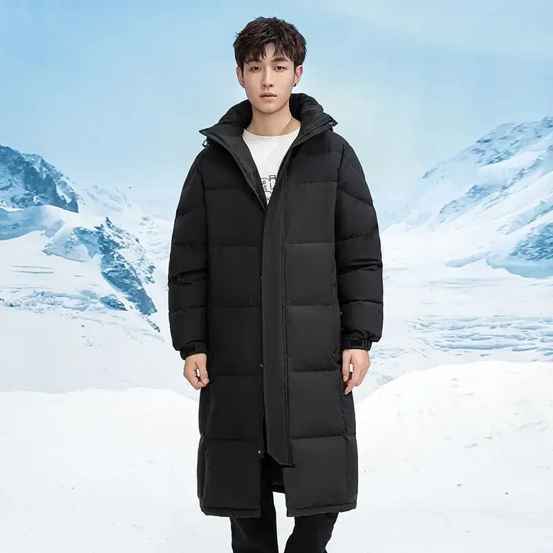 New Winter Men Long Duck Down Coats Man Hooded Thicker Warm Casual Puffer Jackets High Quality Man Long Winter Coats Clothing 4X