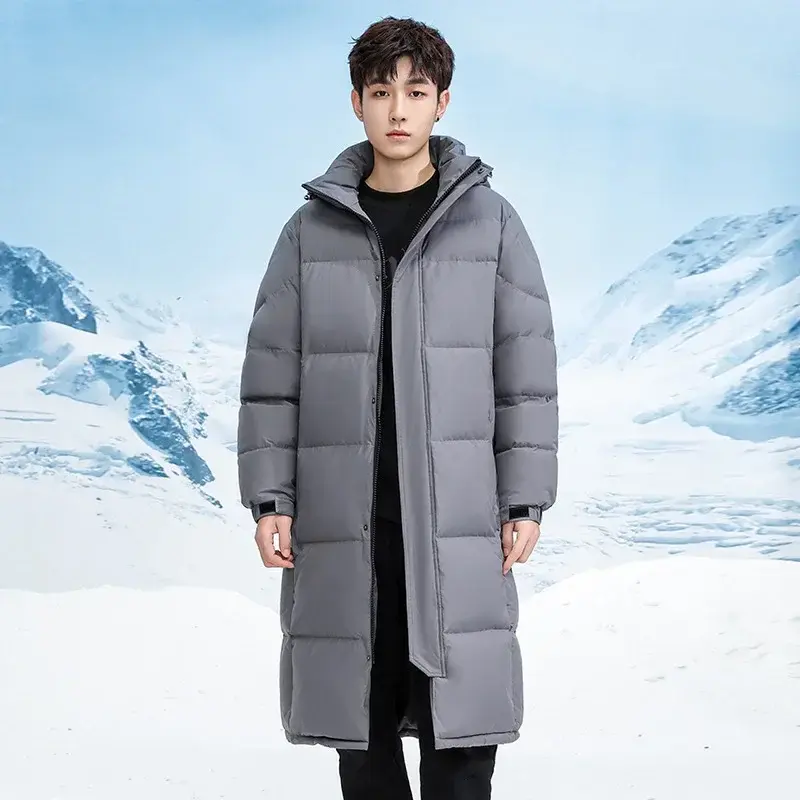 New Winter Men Long Duck Down Coats Man Hooded Thicker Warm Casual Puffer Jackets High Quality Man Long Winter Coats Clothing 4X