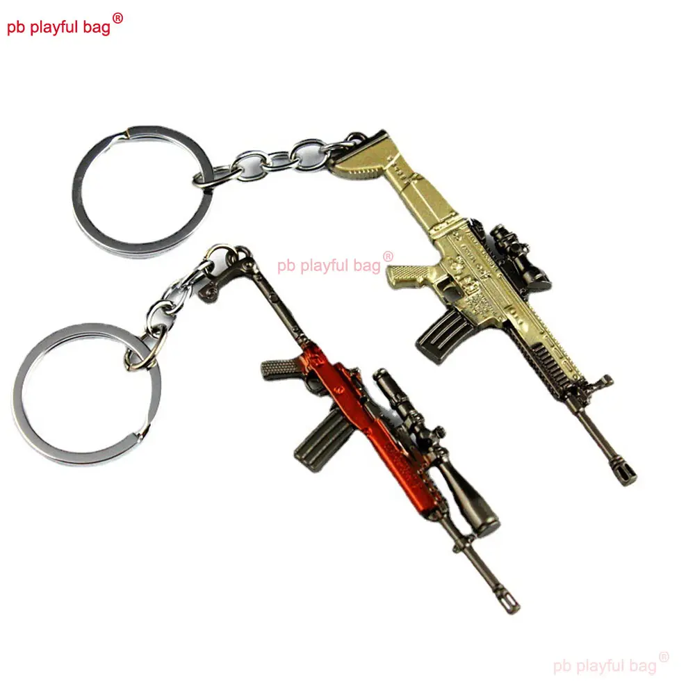 Hot Game Keychain Jewelry Weapon Metal Gun Model M416 AWM 98K Car Key Holders Mini Pendant Kids Toy Christmas Gifts ZG373