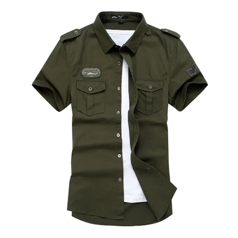 New Summer Men Outdoor Short Sleeved Shirts Multi pockets Cargo Shirts Good Quality Male Cotton Big Size Casual Shirts Size 6XL