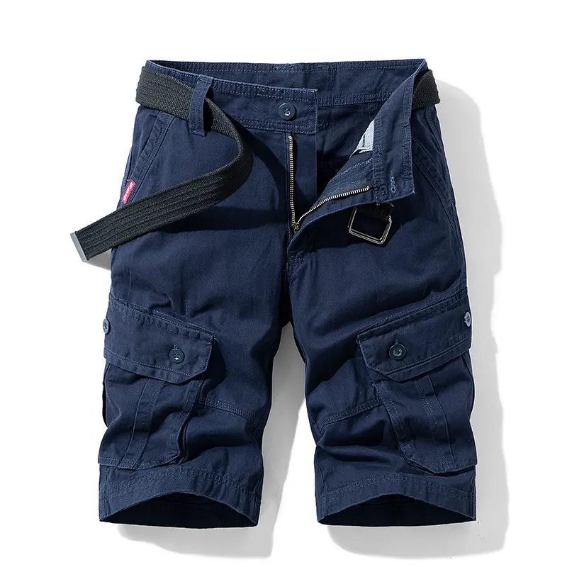 New Summer Men Cotton Loose Tooling Shorts Jogger Pants Man Multi pockets Casual Cargo Shorts Quality Male Shorts Pants NO Belts
