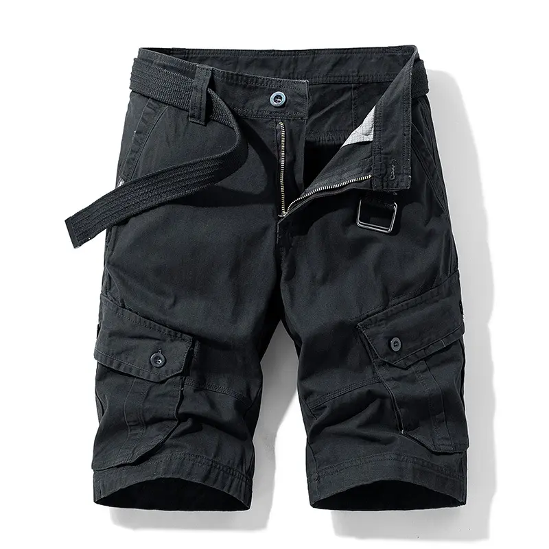 New Summer Men Cotton Loose Tooling Shorts Jogger Pants Man Multi pockets Casual Cargo Shorts Quality Male Shorts Pants NO Belts