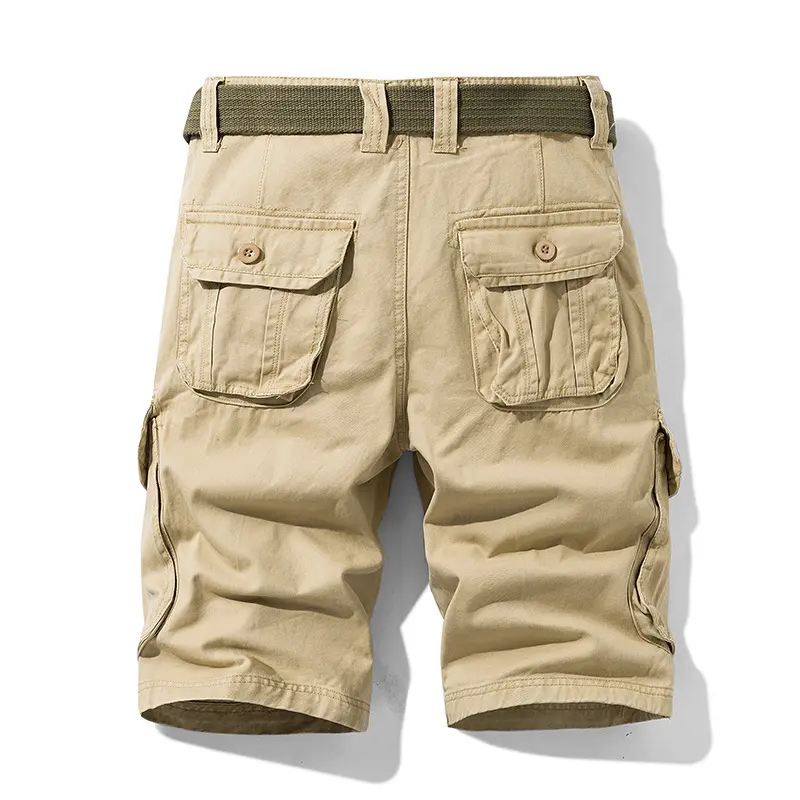 New Summer Men Cotton Loose Tooling Shorts Jogger Pants Man Multi pockets Casual Cargo Shorts Quality Male Shorts Pants NO Belts