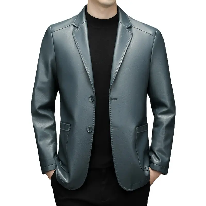 Men Genuine Leather Blazers Jackets Slim Fit Suits Coats High Quality Male Business Casual Genuine Leather Suits Jackets Size 4X