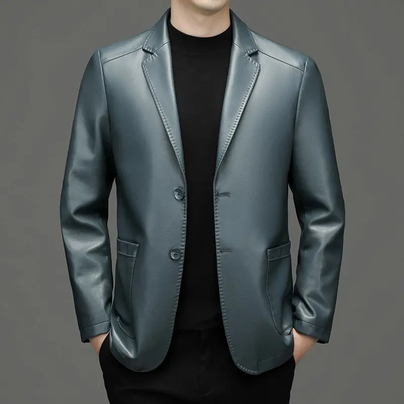 Men Genuine Leather Blazers Jackets Slim Fit Suits Coats High Quality Male Business Casual Genuine Leather Suits Jackets Size 4X