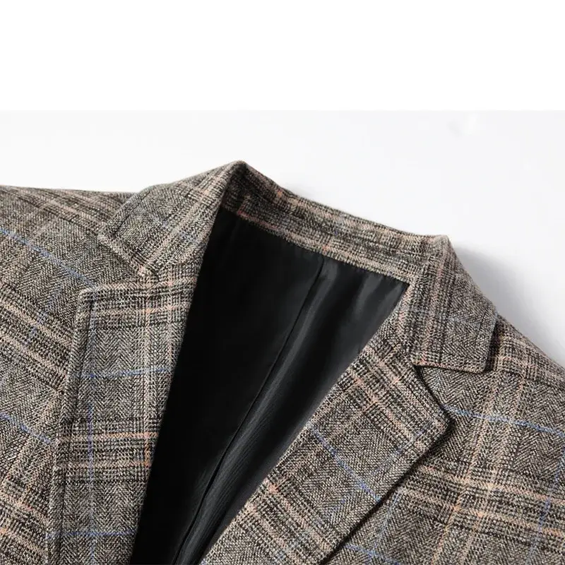 Men Plaid Blazers Jackets Business Casual Suits Coats High Quality Male Slim Fit Blazers Jackets New Spring Thin Blazers Coats 4