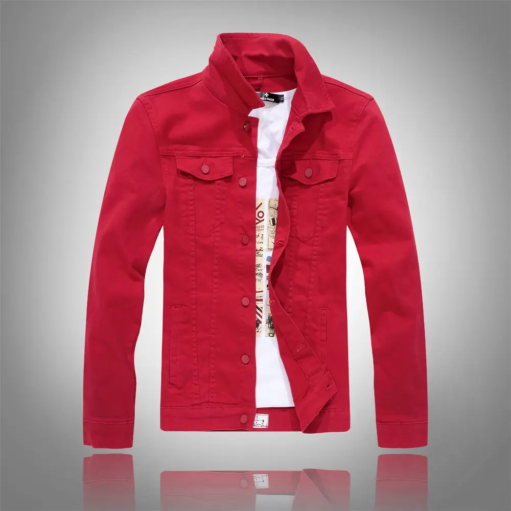 Men Pink Denim Jackets Outwear Slim Fit Denim Coats New Fashion Male Cotton Casual Jeans Jackets Streetwear Jean Coats Size 4XL