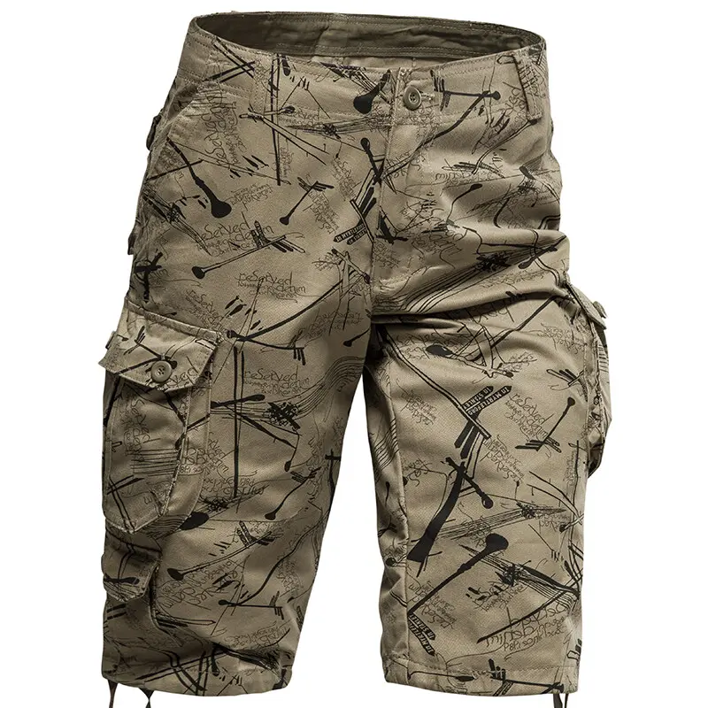 New Summer Men Multiple Pockets Cargo Shorts Pants Quality Cotton Man Camouflage Tooling Shorts Male Loose Casual Shorts 44