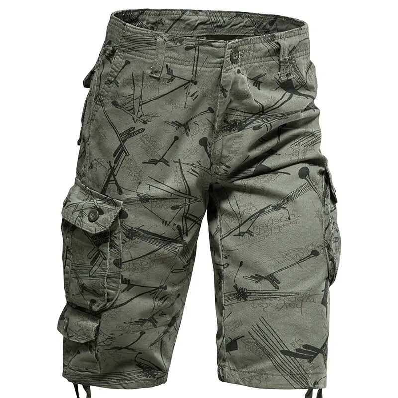 New Summer Men Multiple Pockets Cargo Shorts Pants Quality Cotton Man Camouflage Tooling Shorts Male Loose Casual Shorts 44