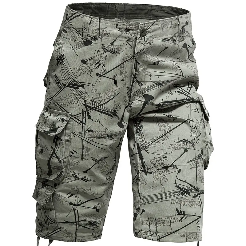 New Summer Men Multiple Pockets Cargo Shorts Pants Quality Cotton Man Camouflage Tooling Shorts Male Loose Casual Shorts 44