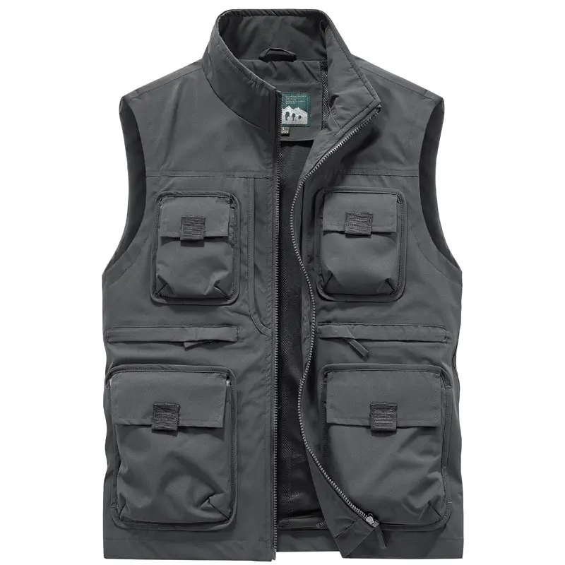 New Summer Men Outdoor Large Pockets Cargo Vests Thin Mesh Breathable Waistcoats Climbing Sleeveless Jackets Male Casual Vests 6
