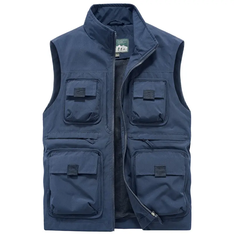 New Summer Men Outdoor Large Pockets Cargo Vests Thin Mesh Breathable Waistcoats Climbing Sleeveless Jackets Male Casual Vests 6