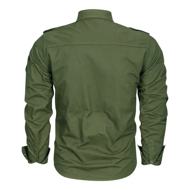Men Military Outdoor Shirts Male Cotton Multi-pocket Tooling Casual Shirts Good Quality Man Large Size Solid Long-sleeved Shirts