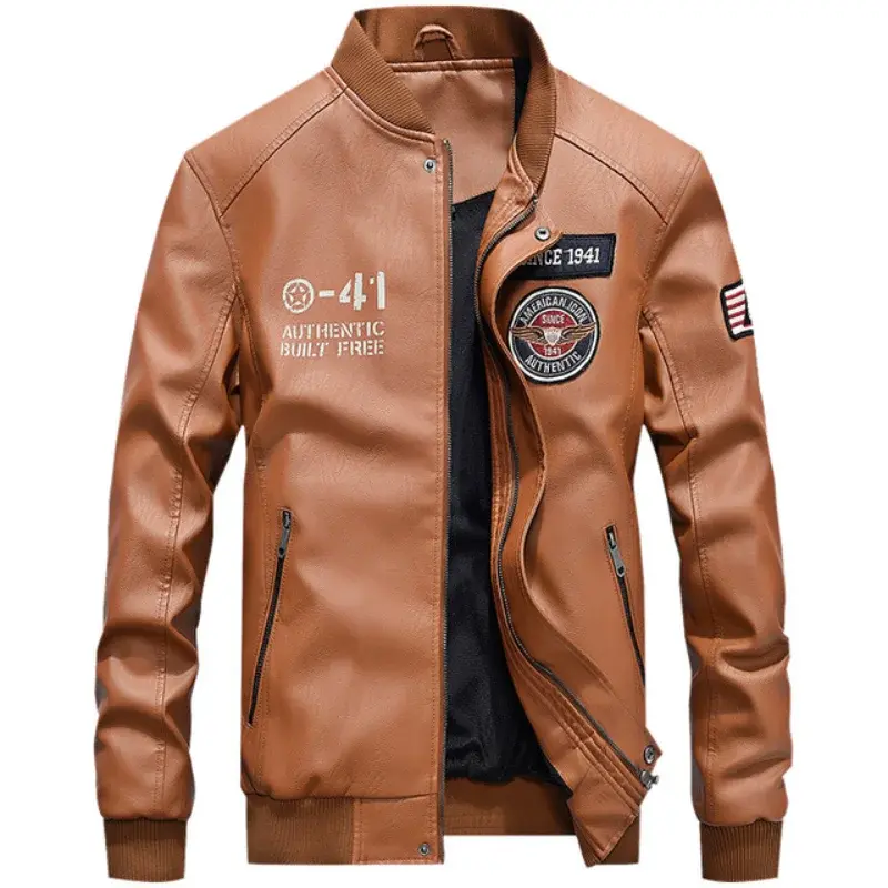 New Autumn Spring Men Motorcycle Leather Jackets Casual PU Leather Coats High Quality Men Slim Fit Leather Jackets Size 4XL