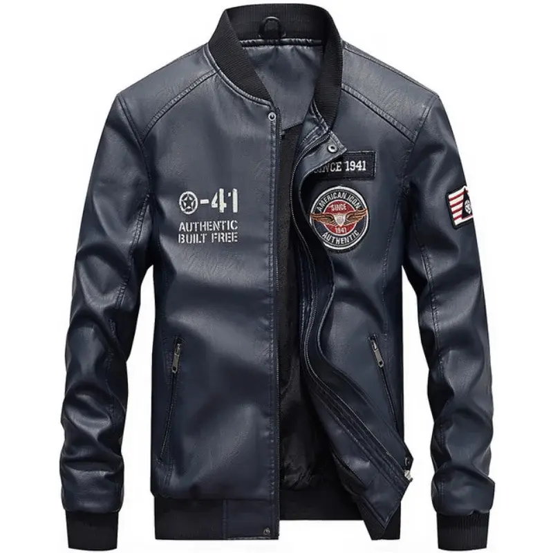 New Autumn Spring Men Motorcycle Leather Jackets Casual PU Leather Coats High Quality Men Slim Fit Leather Jackets Size 4XL