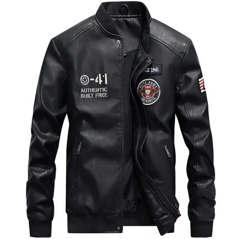 New Autumn Spring Men Motorcycle Leather Jackets Casual PU Leather Coats High Quality Men Slim Fit Leather Jackets Size 4XL