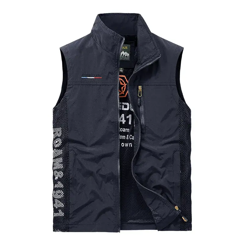 New Summer Men Outdoor Mesh Thin Waistcoats Climbing Sleeveless Jackets Cargo Vests Good Quality Male Sportswear Casual Vests 5X