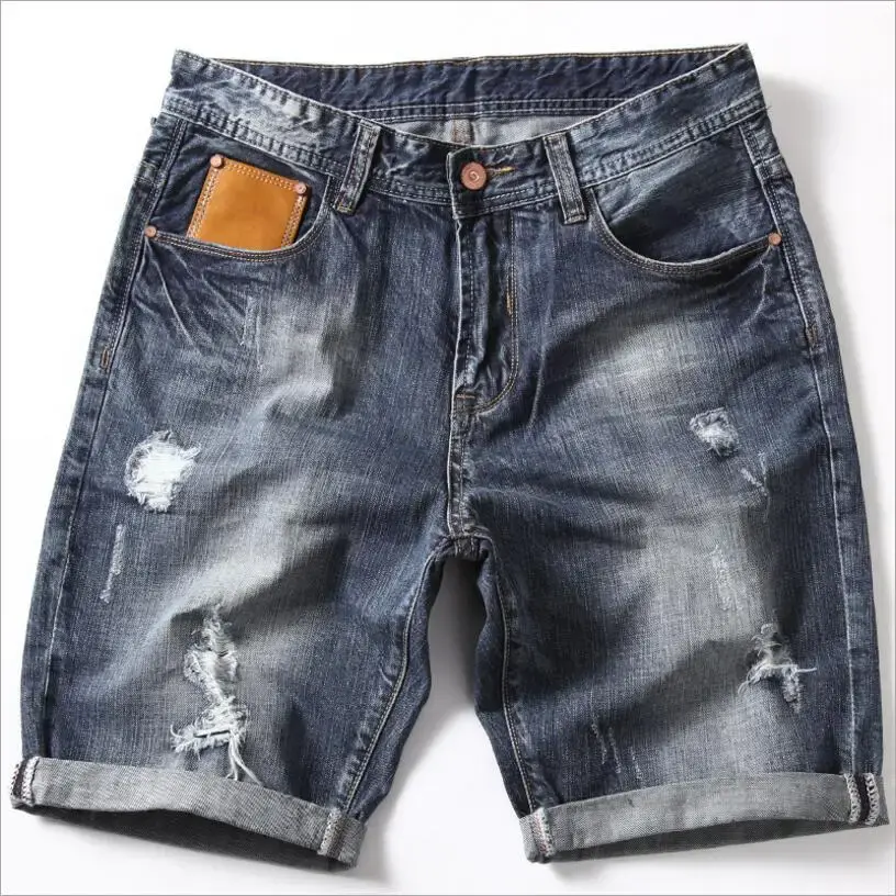 Men Denim Shorts Jeans Pants Good Quality Men Cotton Knee Length Short Jeans New Summer Male Large Size Denim Shorts Size 42