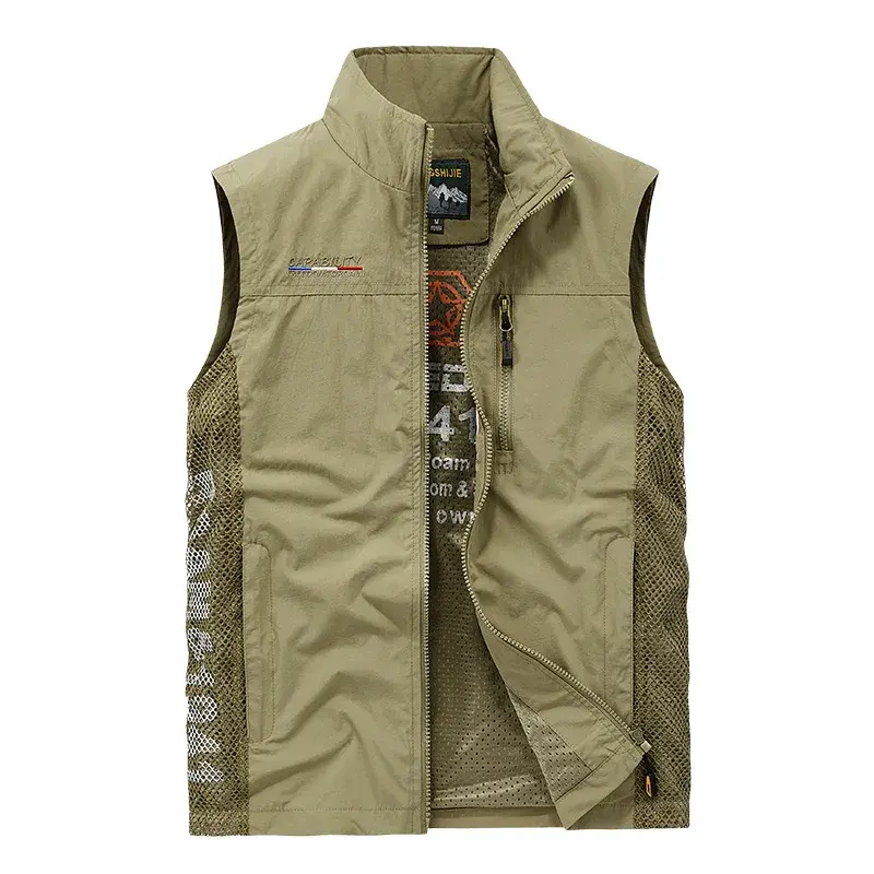New Summer Men Outdoor Mesh Thin Waistcoats Climbing Sleeveless Jackets Cargo Vests Good Quality Male Sportswear Casual Vests 5X