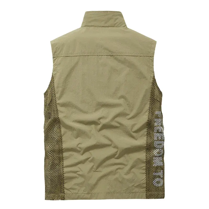 New Summer Men Outdoor Mesh Thin Waistcoats Climbing Sleeveless Jackets Cargo Vests Good Quality Male Sportswear Casual Vests 5X