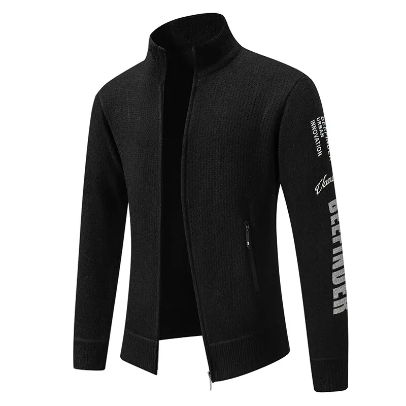 New Winter Men Casual Cardigans Sweatercoats Jackets High Quality Men Fleece Thicker Warm Stand-up Collar Cardigans Coats 3XL
