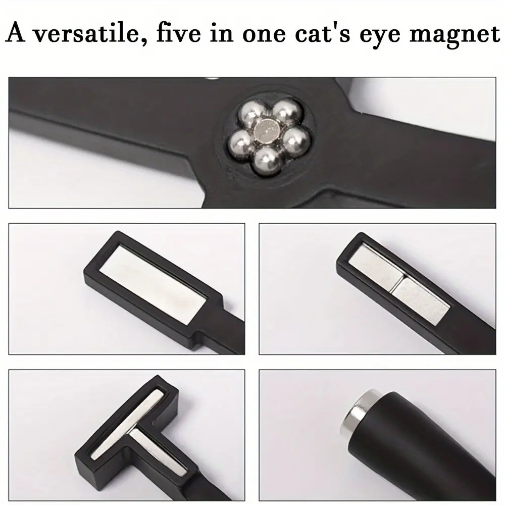 LINMANDA 5 in 1 Multi-function Cat Eye Nail Magnet Tool with Silicone sleeve Protective Case Strong Suction Cat Eye Magnet Pen