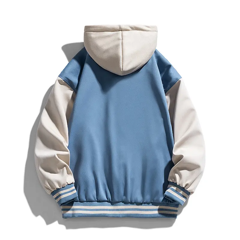New Fashion Men Streetwear Trendy Hooded Baseball Jackets Fleece Warm Winter Jackets Male Fake Two-piece Loose Casual Coats 3XL