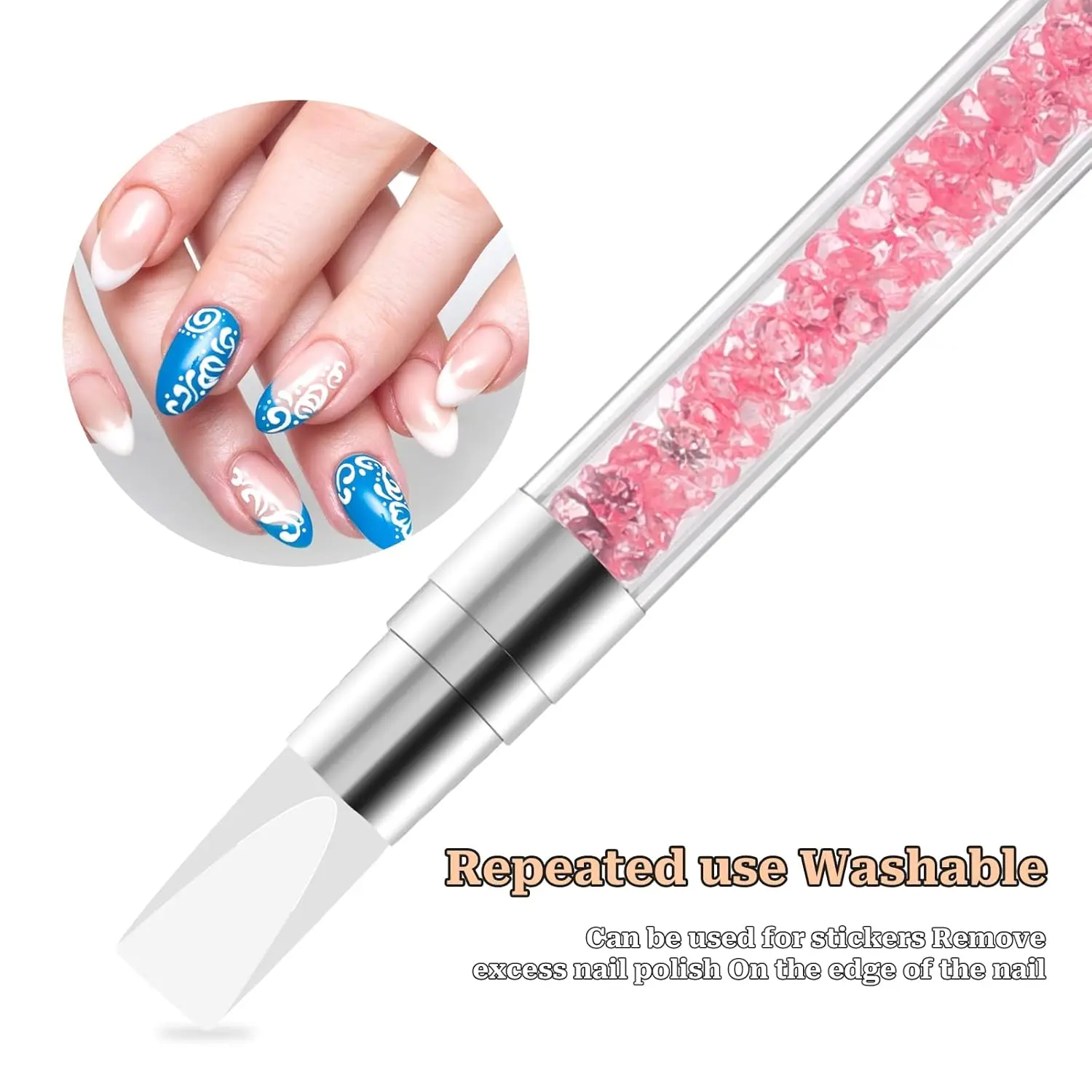 LINMANDA 5Pcs/Set Sculpture Pen Dual Tipped Silicone Nail Tools Acrylic Pen  Brushes for Resin Design for Foil Carving Drawing