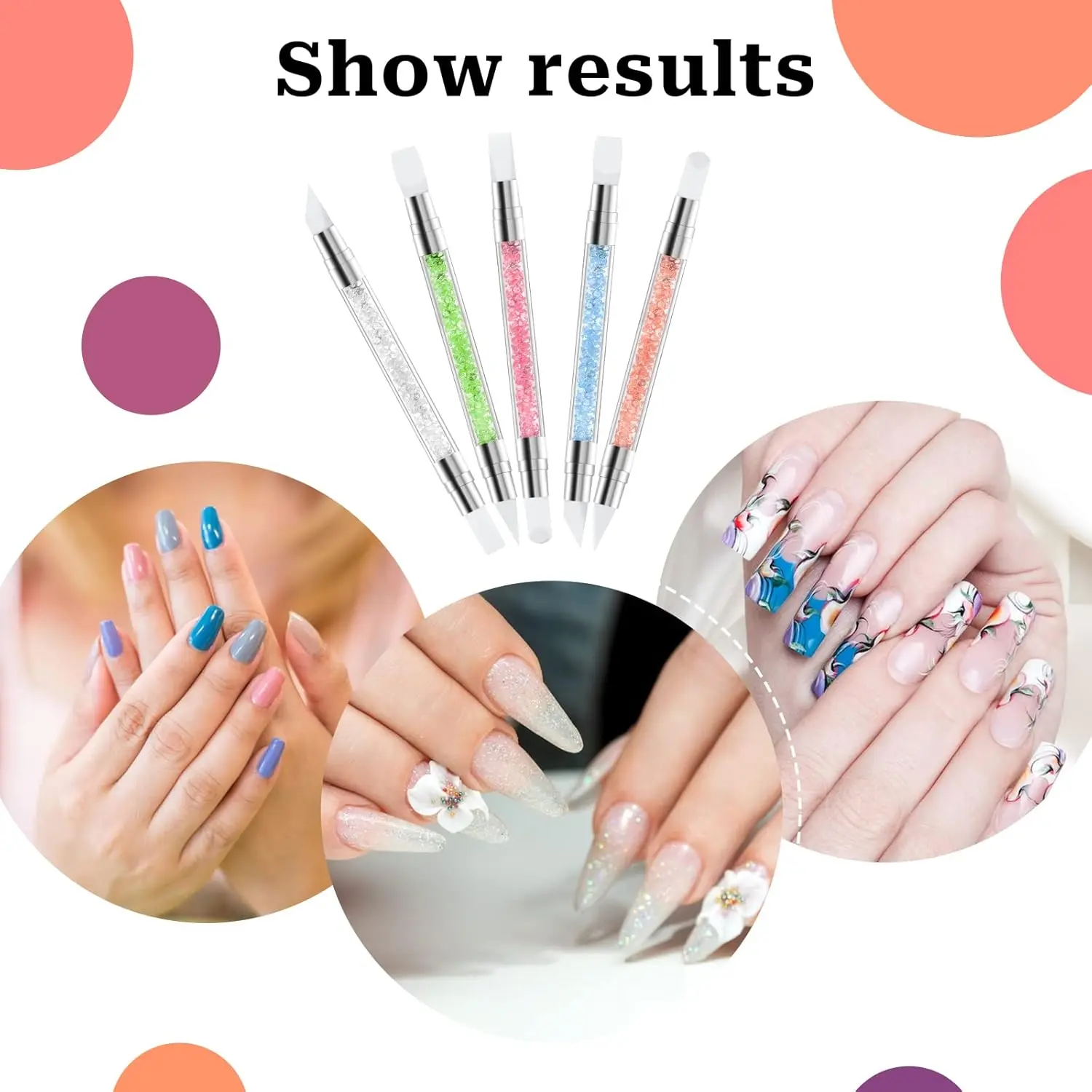 LINMANDA 5Pcs/Set Sculpture Pen Dual Tipped Silicone Nail Tools Acrylic Pen  Brushes for Resin Design for Foil Carving Drawing