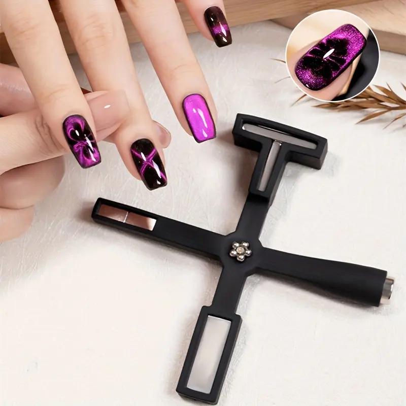 LINMANDA 5 in 1 Multi-function Cat Eye Nail Magnet Tool with Silicone sleeve Protective Case Strong Suction Cat Eye Magnet Pen