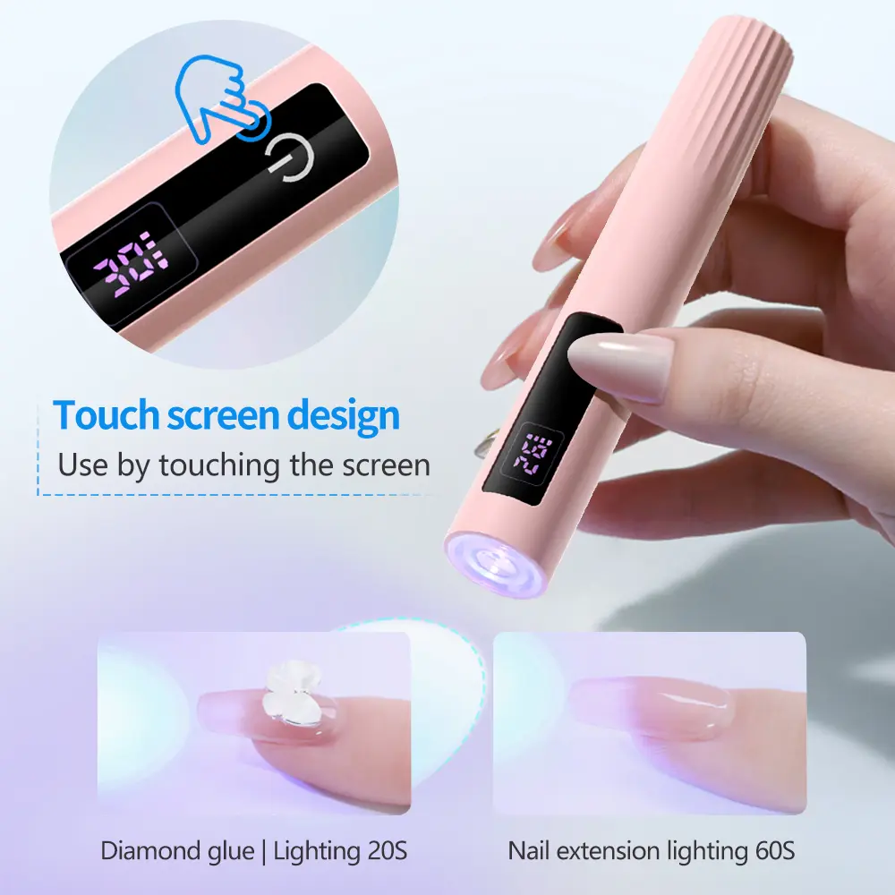 LINMANDA Handheld Gel Nail UV Lamp Mini Nail Rechargeable Wireless Nail Art Lamp with LED Display for Rhinestone Glue Decoration