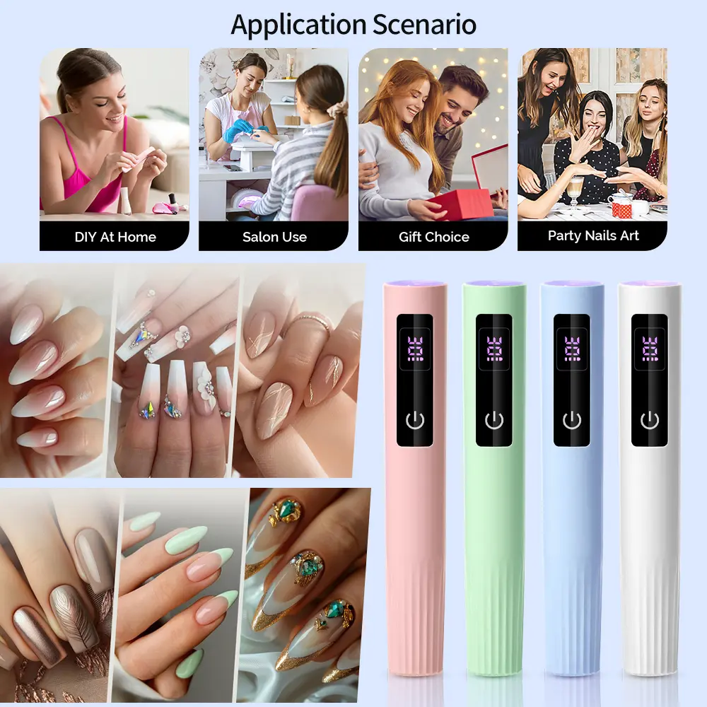 LINMANDA Handheld Gel Nail UV Lamp Mini Nail Rechargeable Wireless Nail Art Lamp with LED Display for Rhinestone Glue Decoration