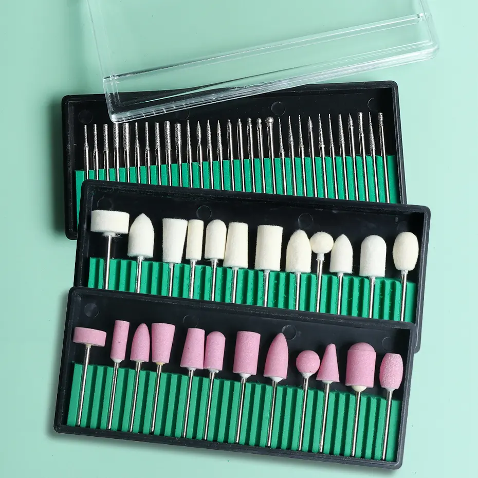LINMANDA 5/6/12/30Pcs Nail Art Machine Quartz Grinding Stone Diamond Nail Drill Bit Rotary Burr Grinding Pedicure Kit Tool