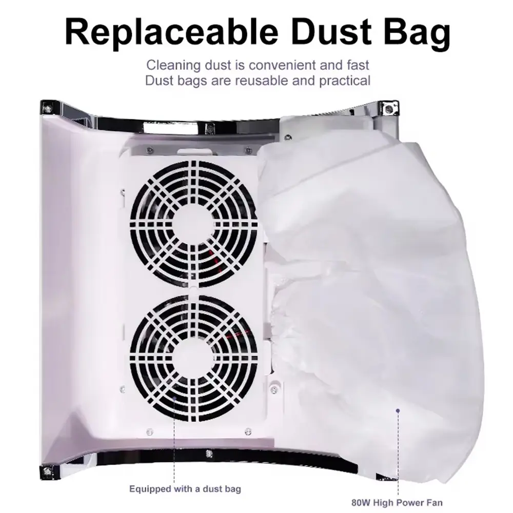 LINMANDA Nail Dust Collector for Acrylic Nails Vacuum Machine Dust Collector with 2 Powerful Nail Fan 2 Dust Bags Included