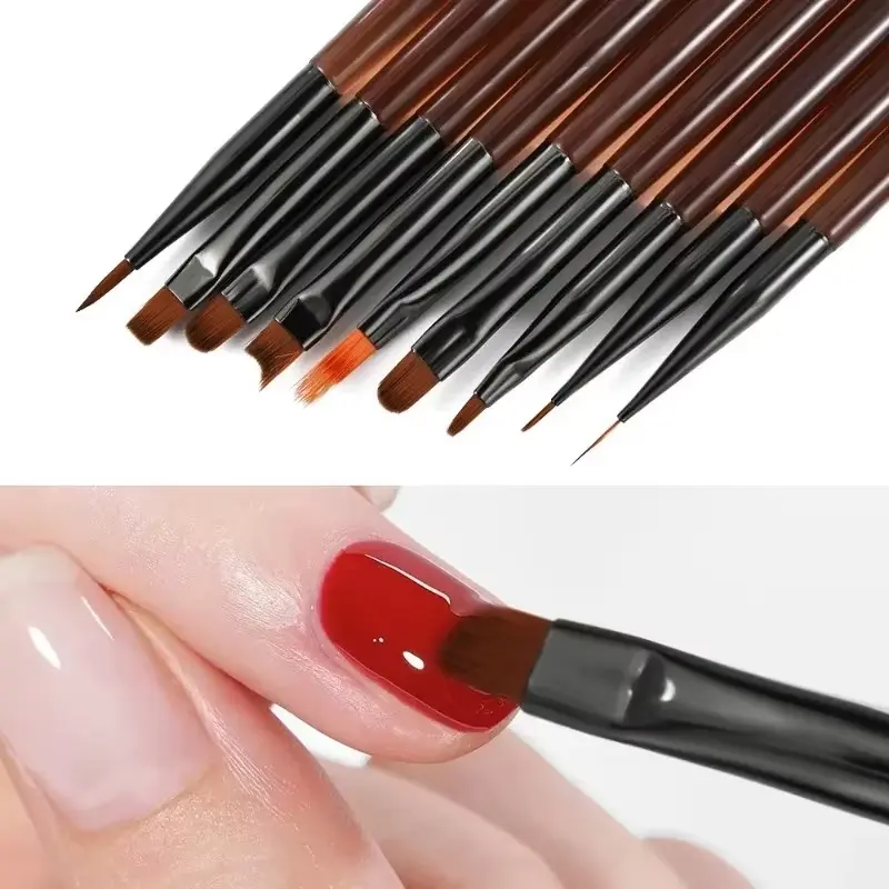 LINMANDA Nail Art Design Pen Painting Tools with Nail Extension Gel Brush Nail Gel Brush Salon at Home Diy Manicure 9psc