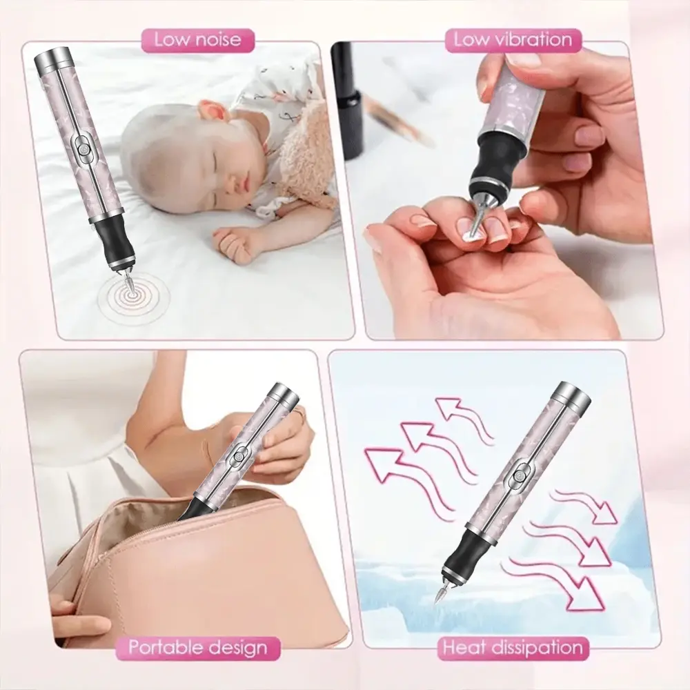LINMANDA Rechargeable Electric Nail Grinder Nail Polishing Machine Portable Mini Electric Driil Pedicure Kit for Home Salon