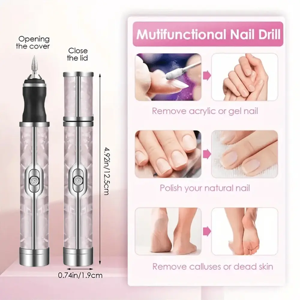 LINMANDA Rechargeable Electric Nail Grinder Nail Polishing Machine Portable Mini Electric Driil Pedicure Kit for Home Salon
