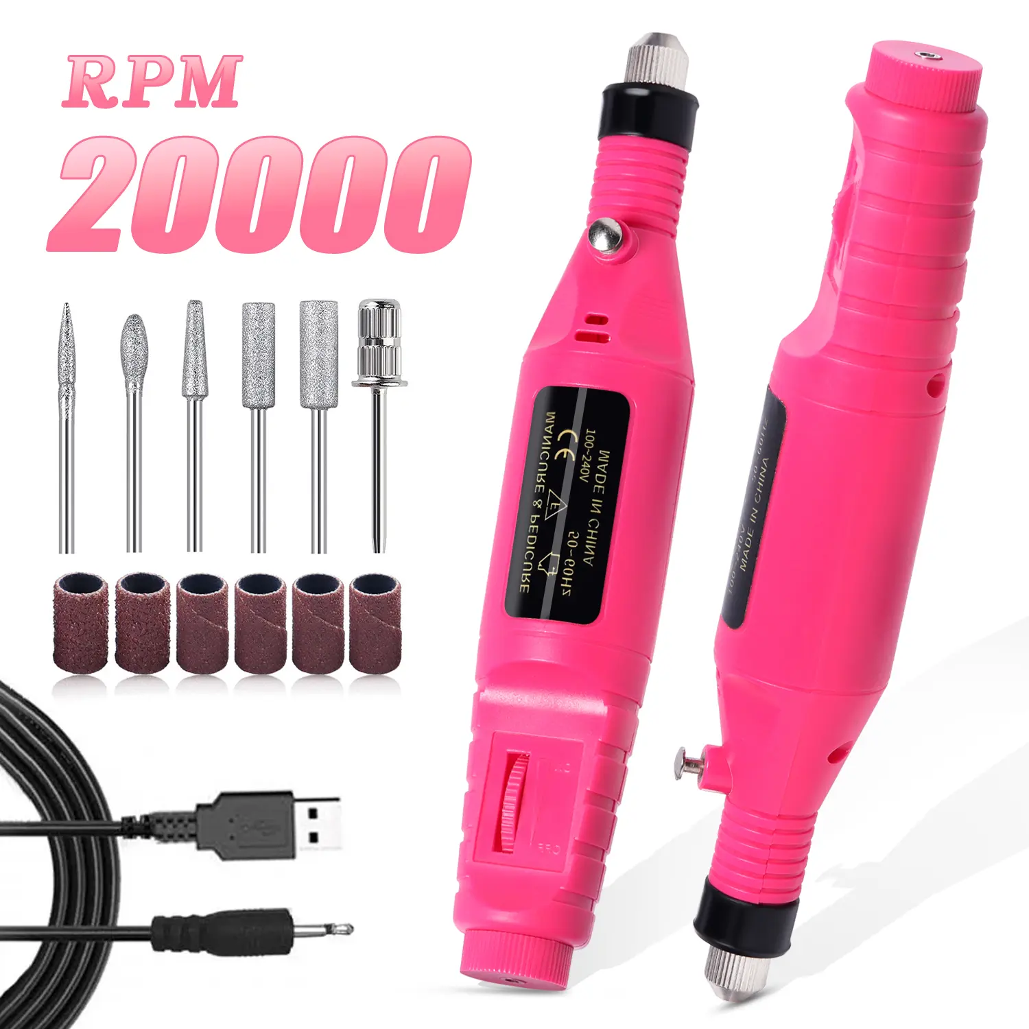 LINMANDA Electric Nail Drill Set Acrylic Nail File with 48 Nail Drill Bits Acrylic Nail Glue Remover Nail Polisher Nail Art Set