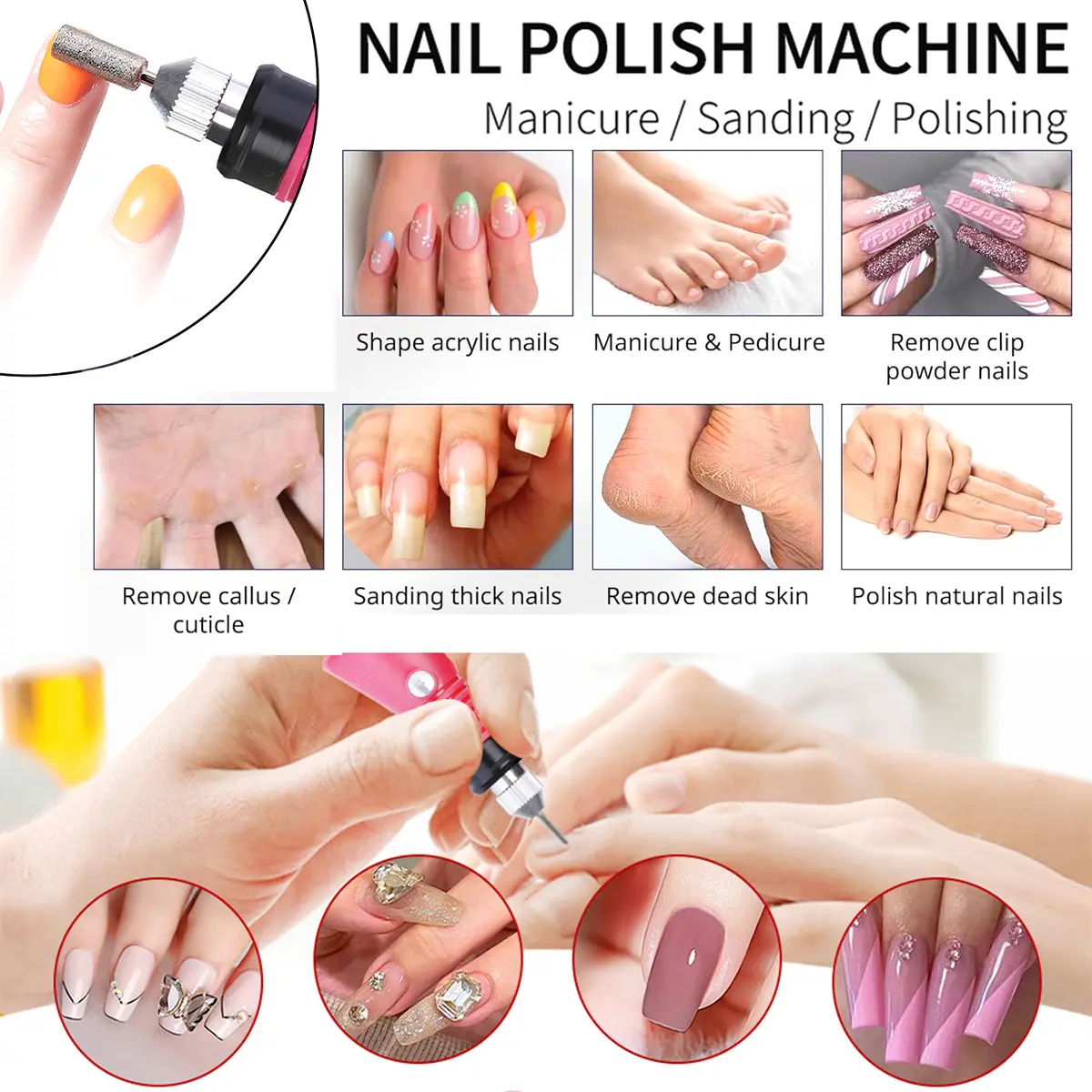 LINMANDA Electric Nail Drill Set Acrylic Nail File with 48 Nail Drill Bits Acrylic Nail Glue Remover Nail Polisher Nail Art Set