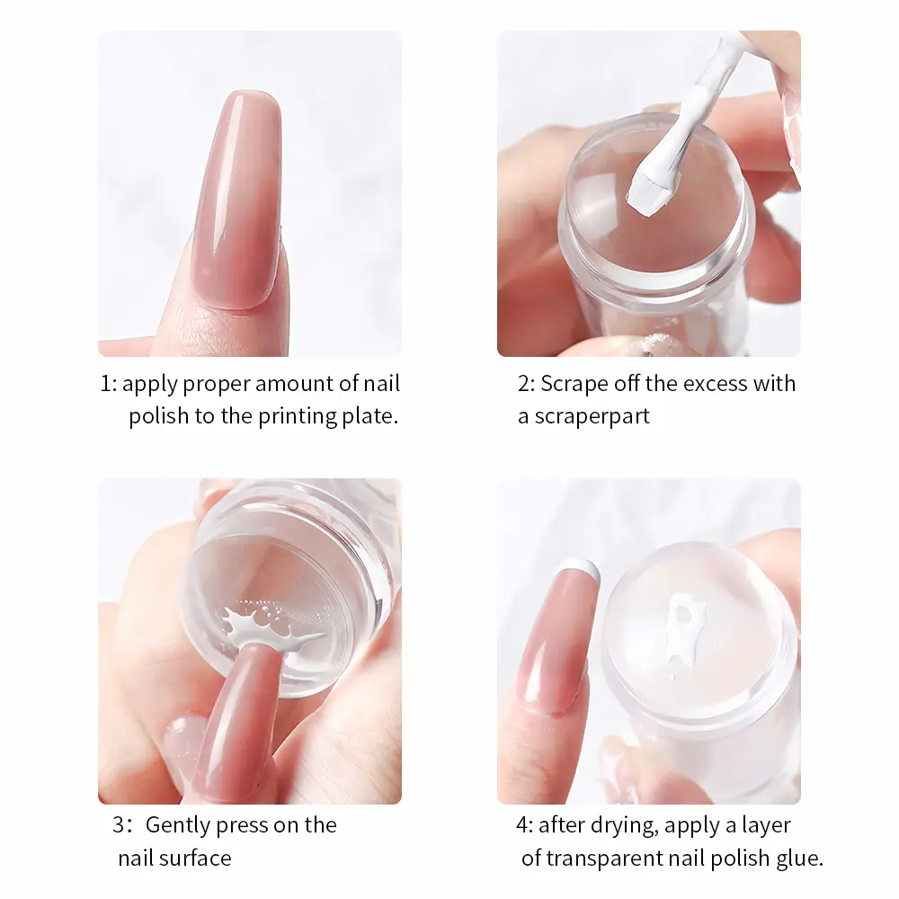 LINMANDA Clear Silicone Nail Stamper French Art Jelly Stamper for Nails French Nail Stamper Kit Manicure Nail Art Tools