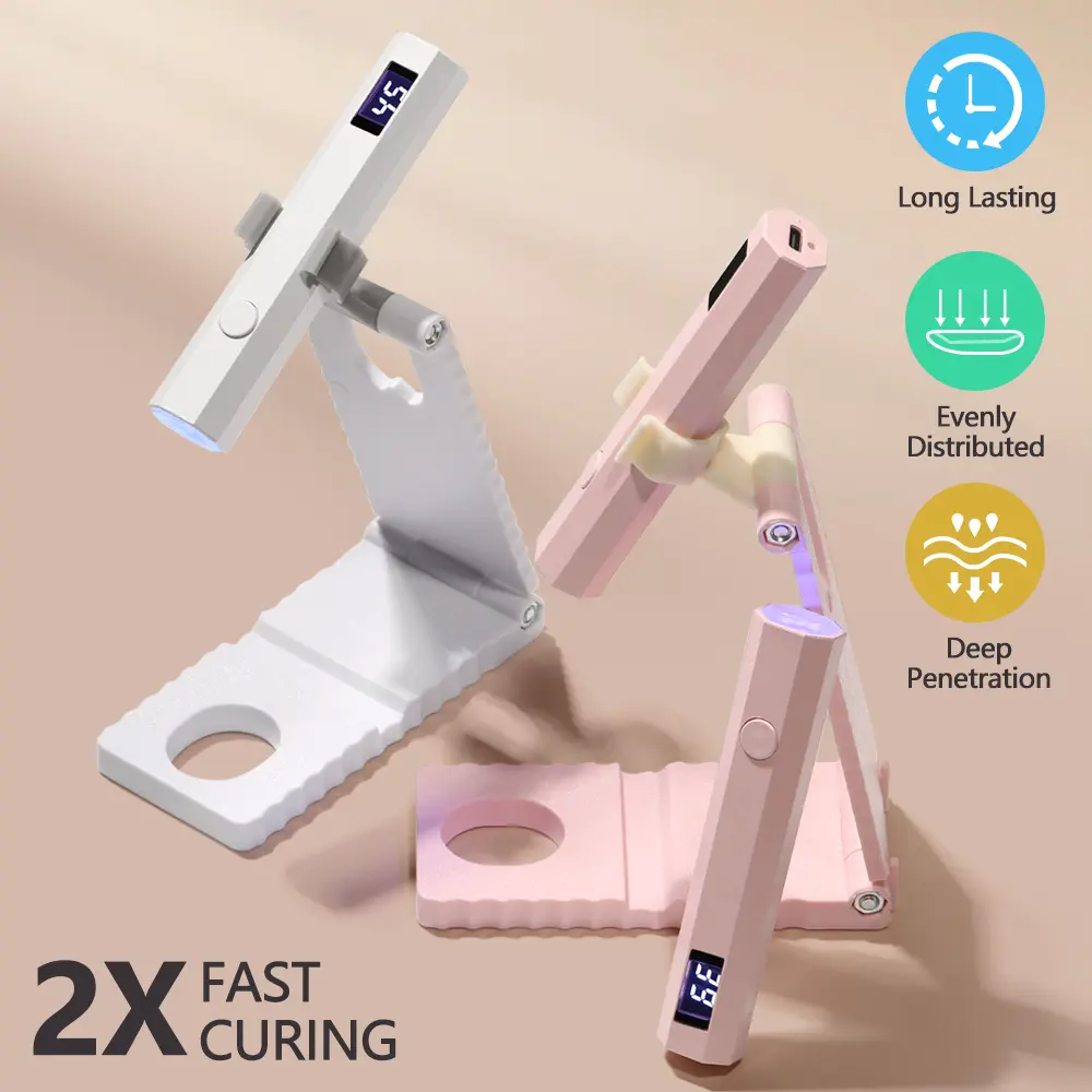 LINMANDA Cordless Nail Lamp with Stand Mini Handheld UV Light with LCD Display for Gel Nails Rechargeable Fast Curing Nail Dryer
