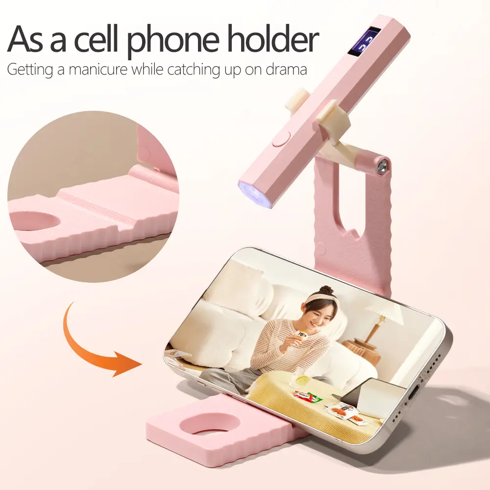 LINMANDA Cordless Nail Lamp with Stand Mini Handheld UV Light with LCD Display for Gel Nails Rechargeable Fast Curing Nail Dryer