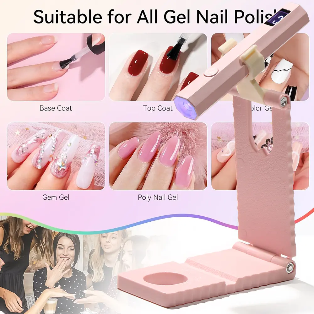 LINMANDA Cordless Nail Lamp with Stand Mini Handheld UV Light with LCD Display for Gel Nails Rechargeable Fast Curing Nail Dryer